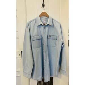 VINTAGE Carhartt Shirt Men’s Large Blue Long Sleeve Button Up Denim Western Y2k